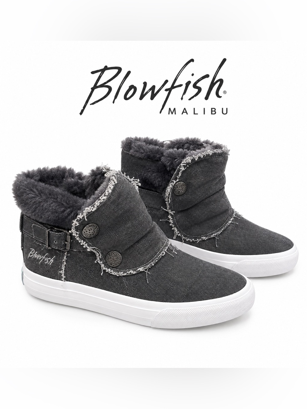 NWOT Blowfish Malibu Women’s Size 6 Black Faux Fur Lined High Top Sneakers